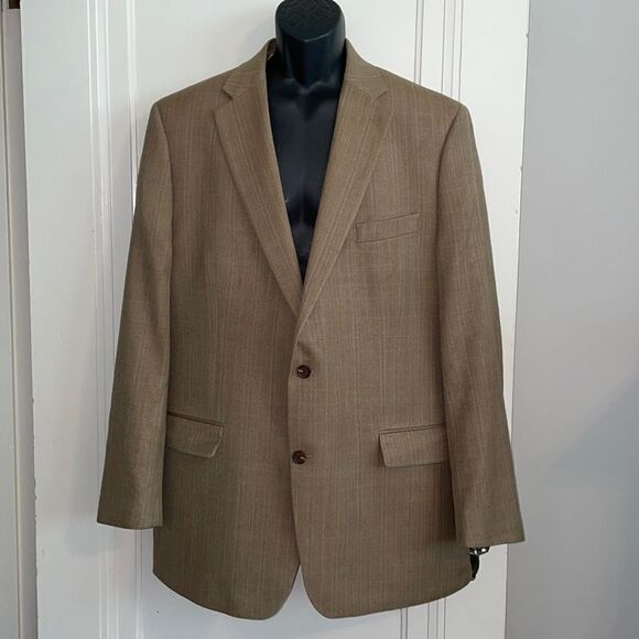 Lauren Ralph Lauren tan striped silk/wool blazer - Picture 1 of 7